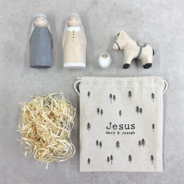 Jesus, Mary & Joseph Wooden Nativity