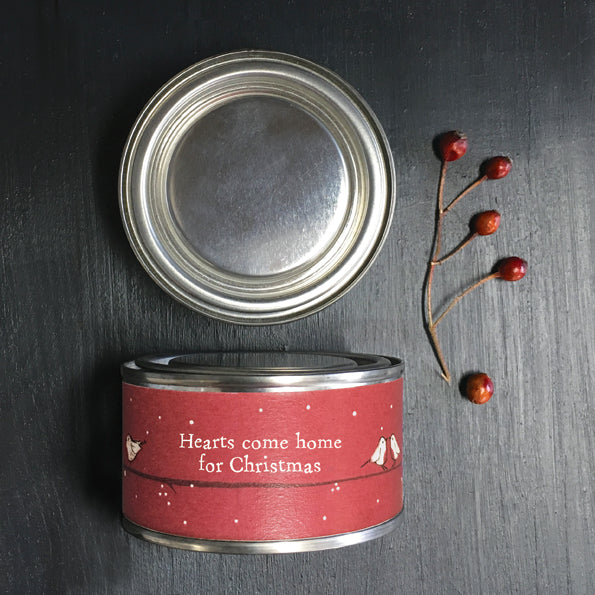 Red Candle Tin - Hearts Come Home - East of India