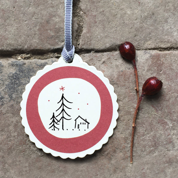Christmas Scene Round tag - East of India