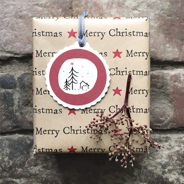 Christmas Scene Round tag - East of India