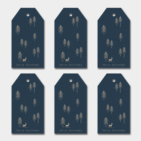 Fir Trees Tag Blue - East of India