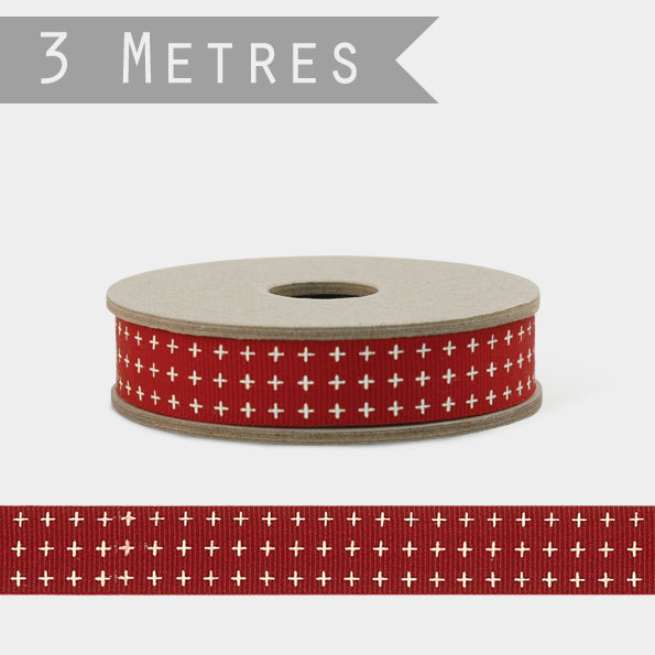 East Of India - Small Red Cross Ribbon 3m