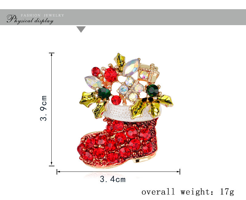 Fashion Christmas Stocking Shape Alloy Plating Rhinestones Women's Brooches