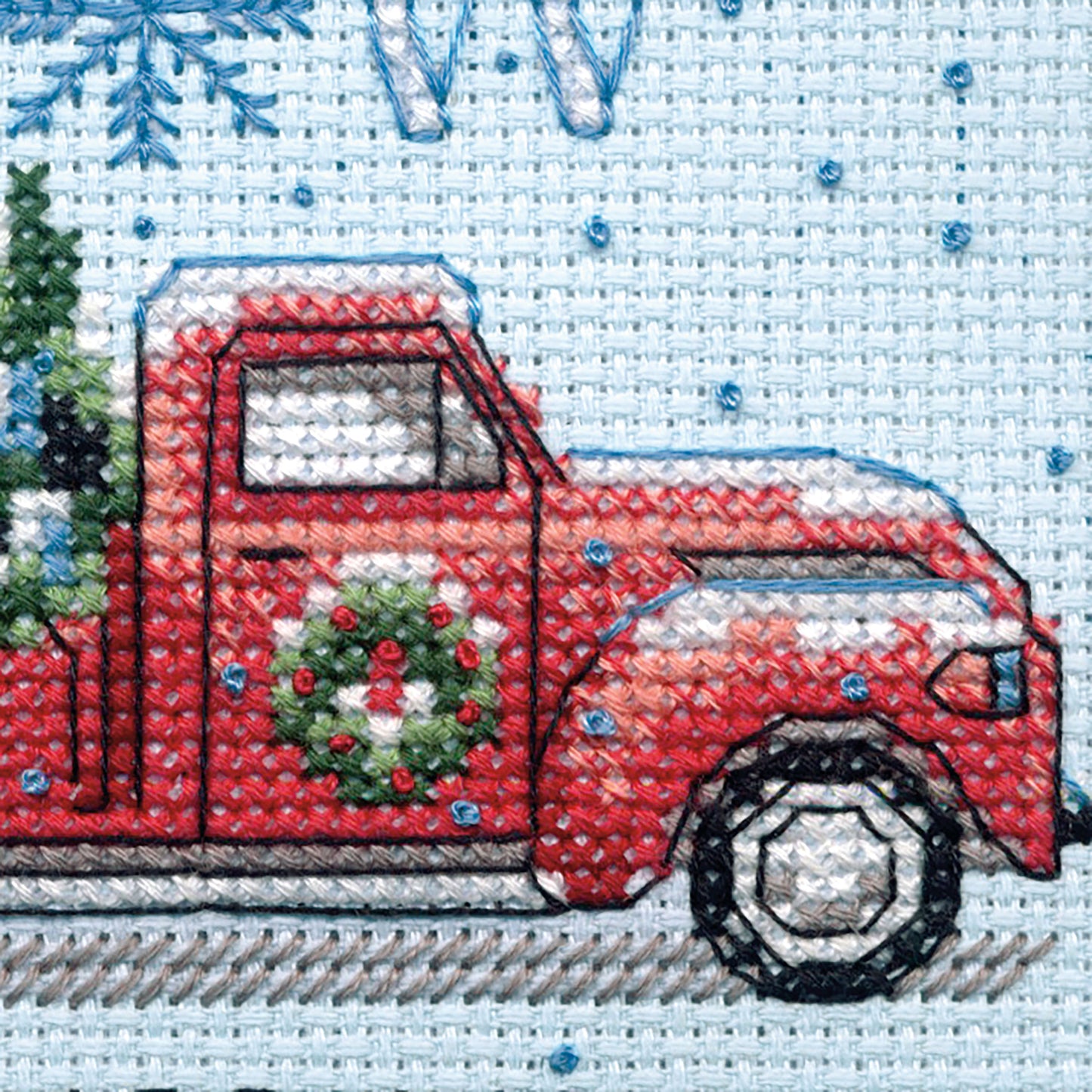 Holiday Family Truck Cross Stitch Kit