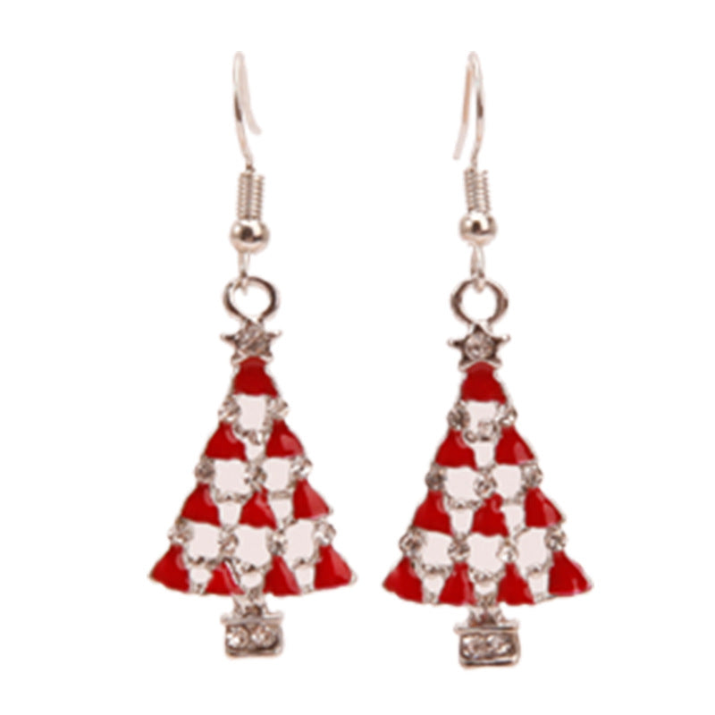 Red & Silver Christmas Tree dangle earrings