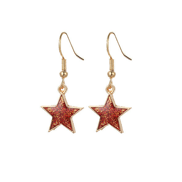 Christmas Star dangle earrings - red