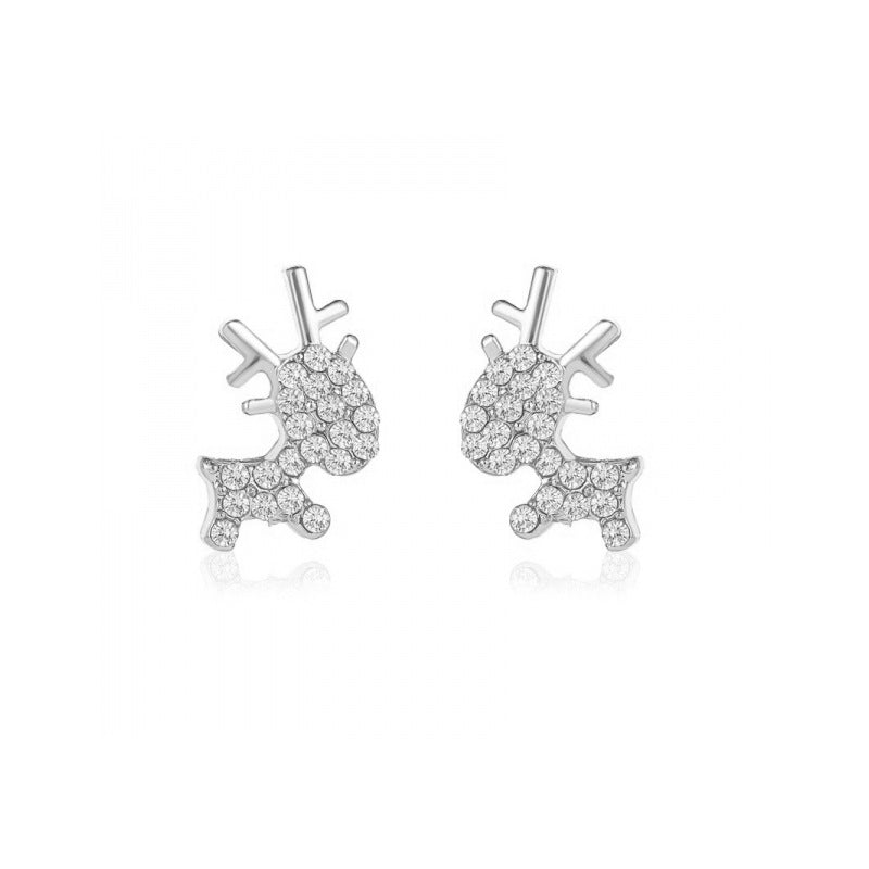 Comic Reindeer stud earrings - Silver