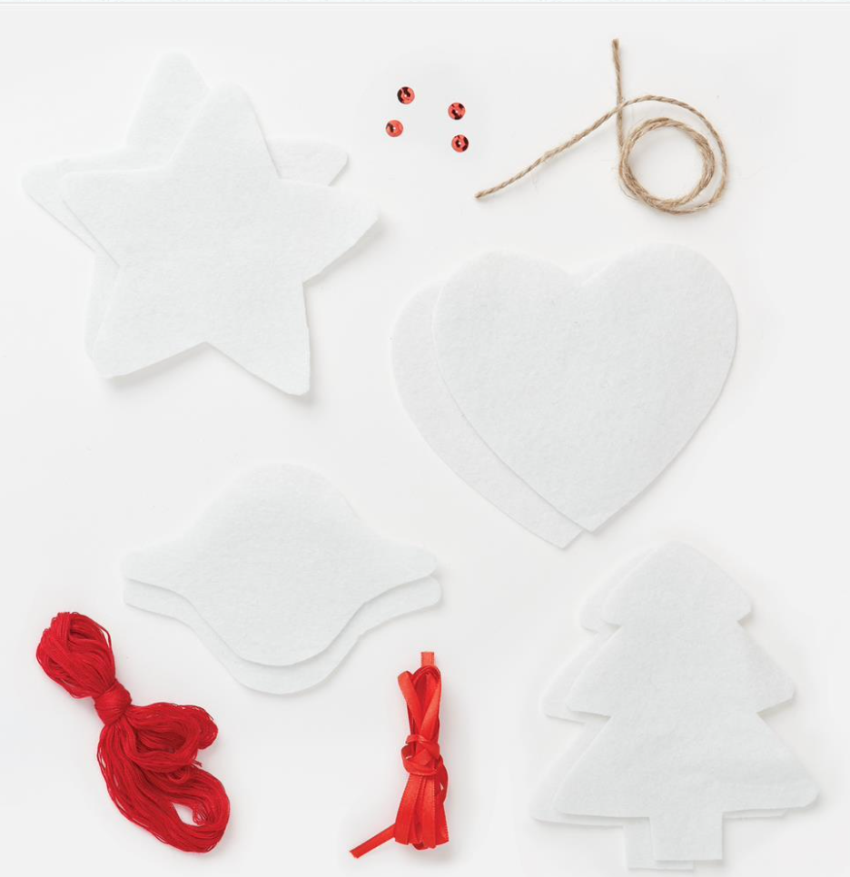 White Felt Ornament Kit - Docraft