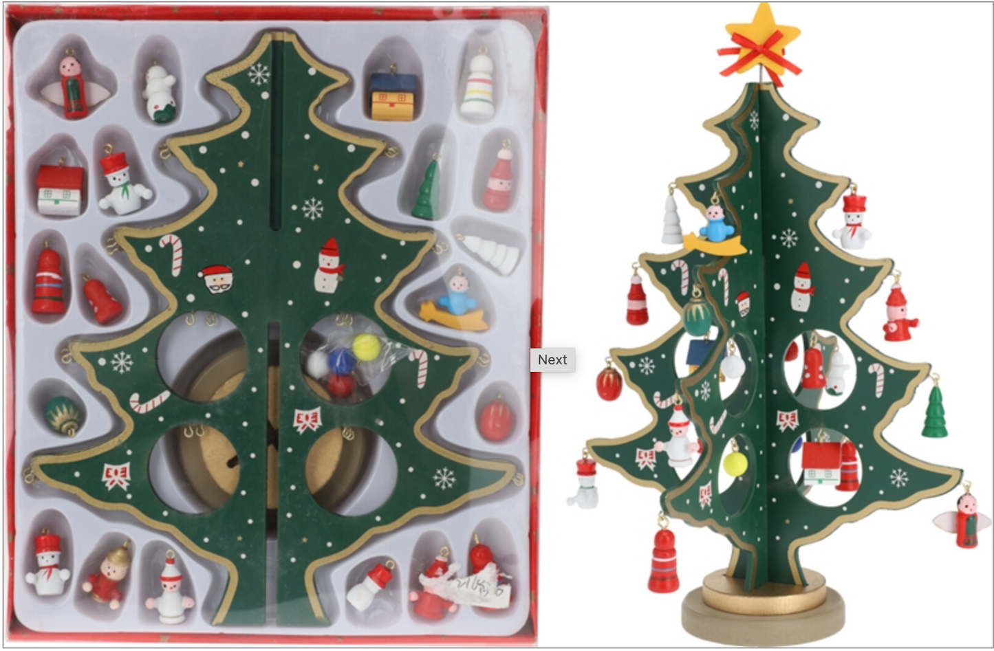 Wooden Christmas Tree with Ornaments