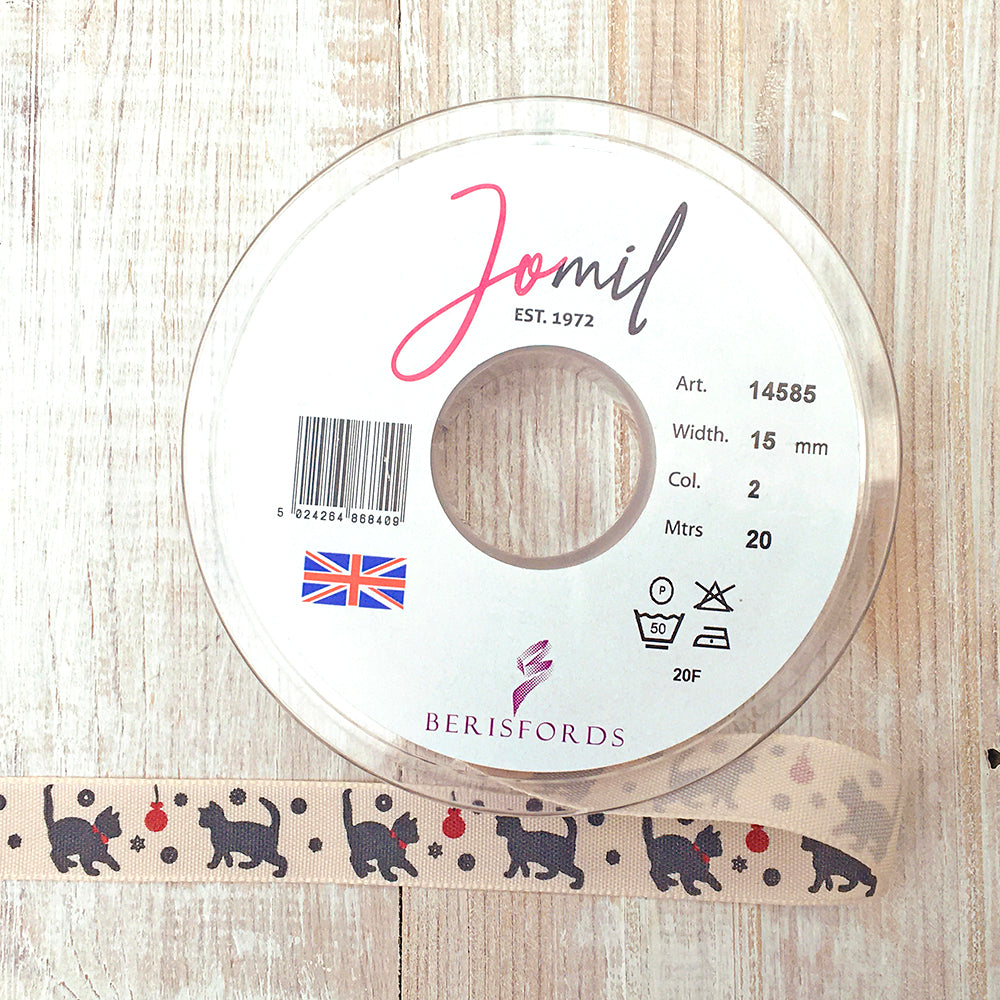 Jomil - 15mm Cat and Bauble Ribbon