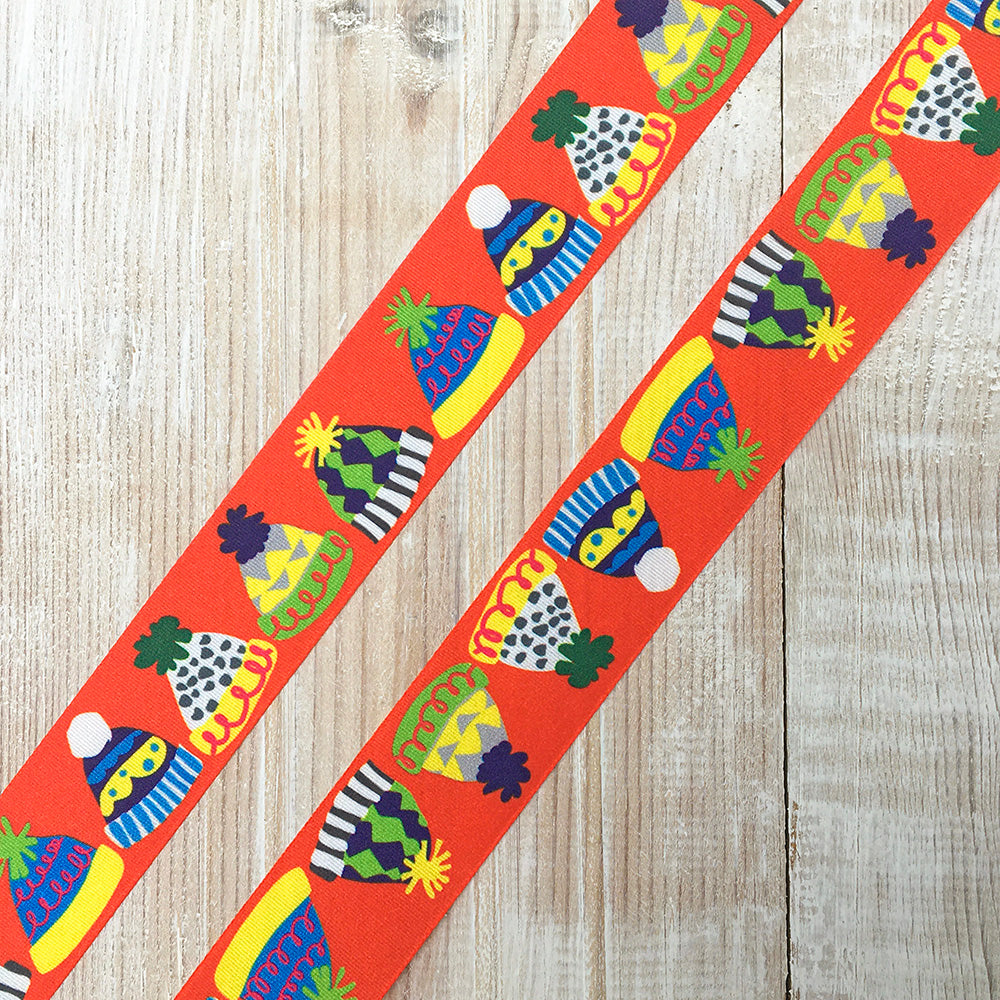 25mm Christmas hat ribbon - red