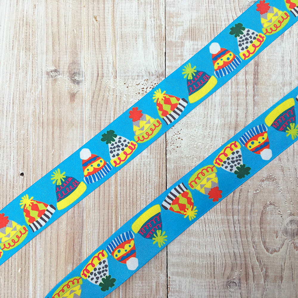 25mm Christmas hat ribbon - blue