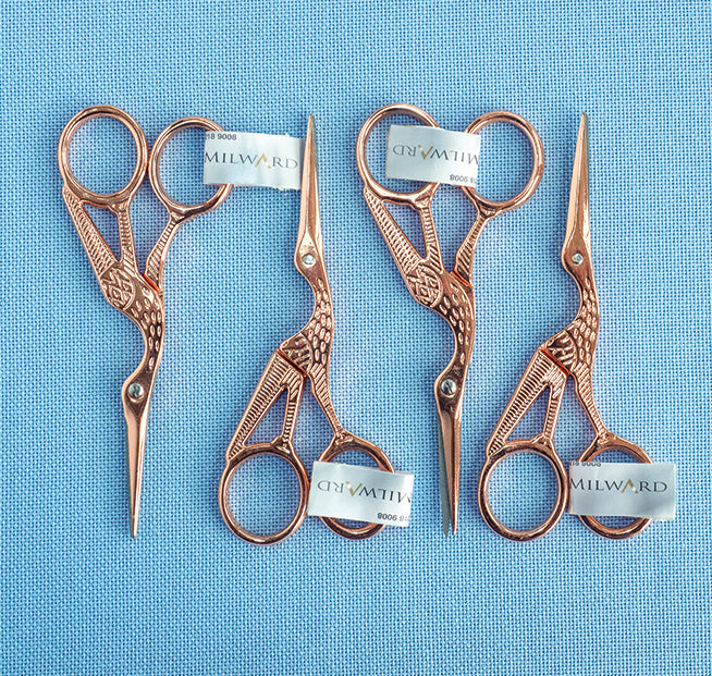 Rose Gold Stork Embroidery Scissors