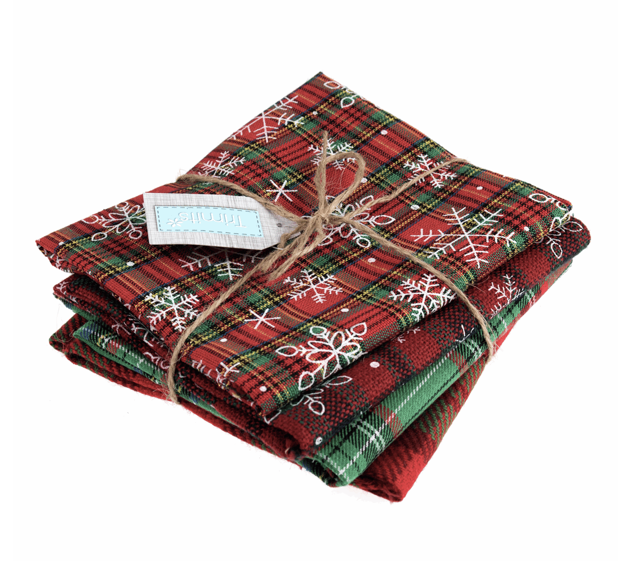 Fat Quarter Bundle Printed Christmas Tartan Greens