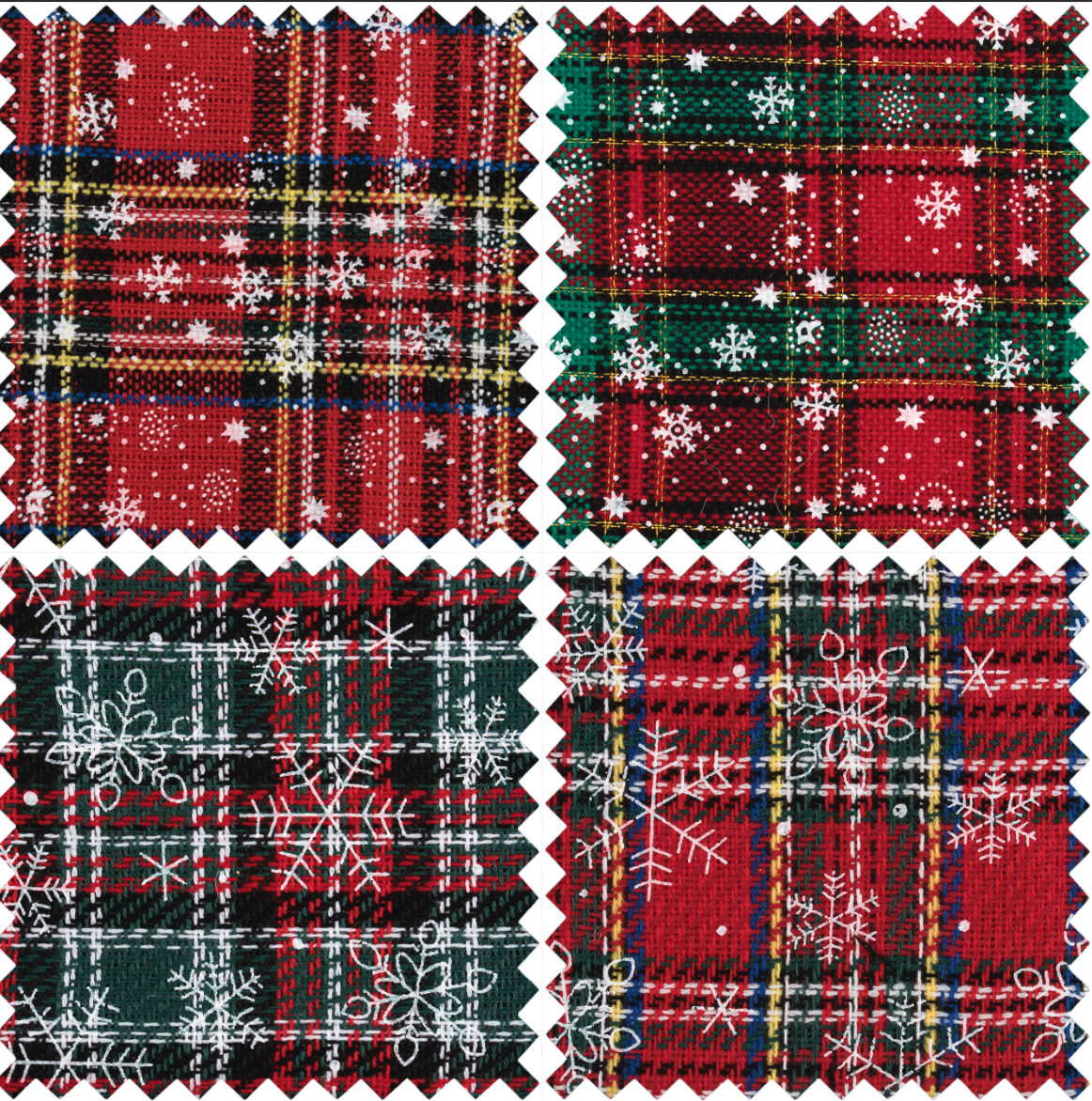 Fat Quarter Bundle Printed Christmas Tartan Red