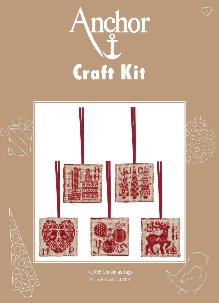 Cross Stitch Christmas Tags/Tree Decorations Kit - Anchor