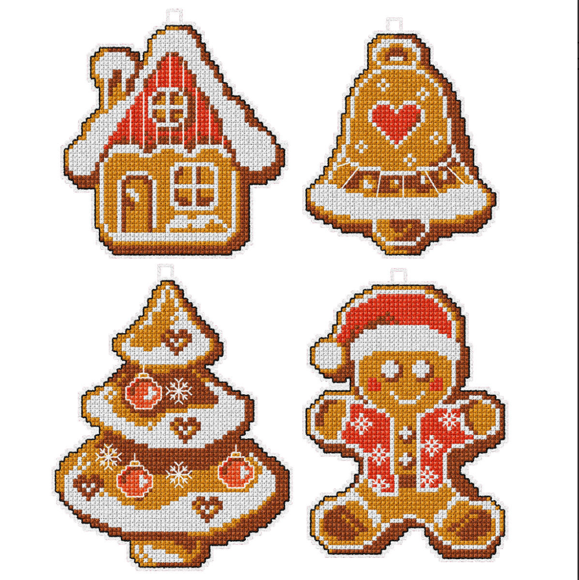 Cross Stitch Christmas Gingerbread Tree Decorations Kit - Orchidea
