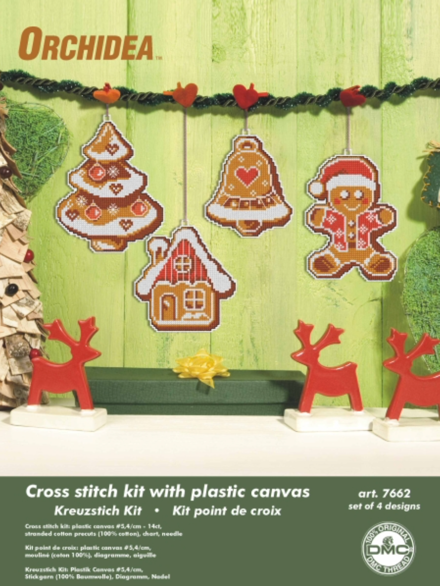 Cross Stitch Christmas Gingerbread Tree Decorations Kit - Orchidea