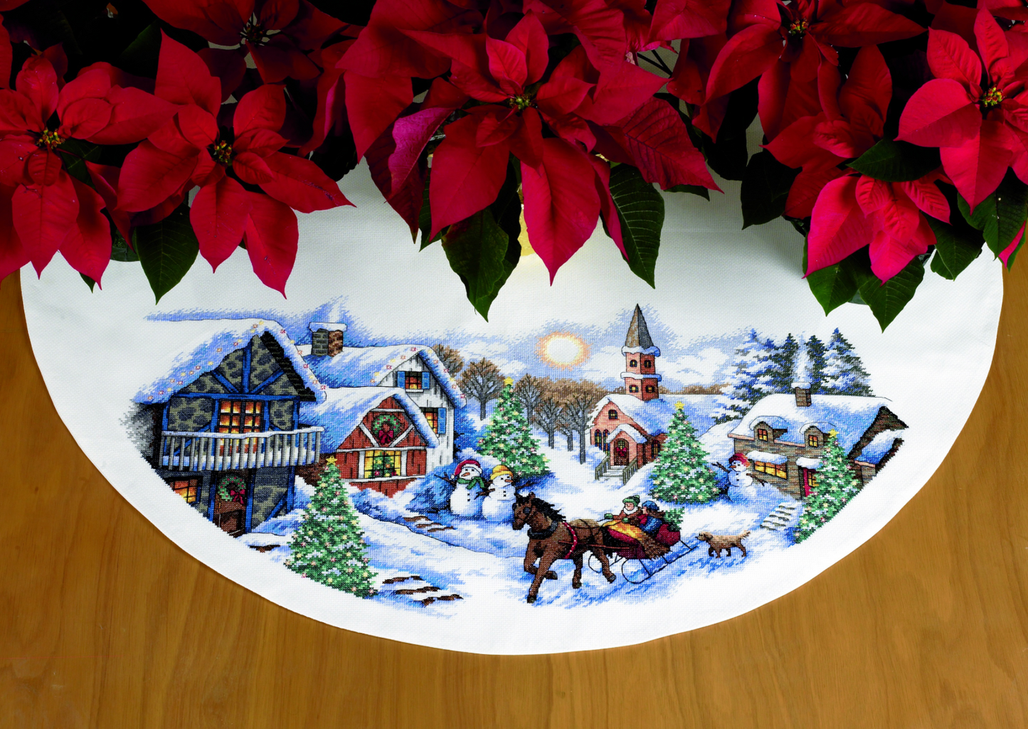 Sleigh Ride Tree Skirt Cross Stitch - Dimensions