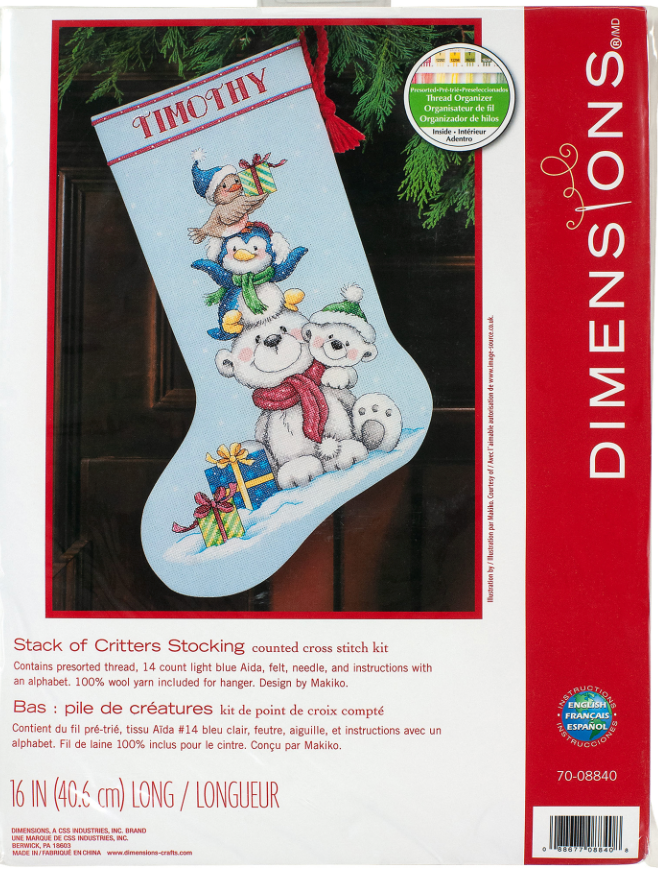 Stack of Critters Cross Stitch Stocking - Dimensions