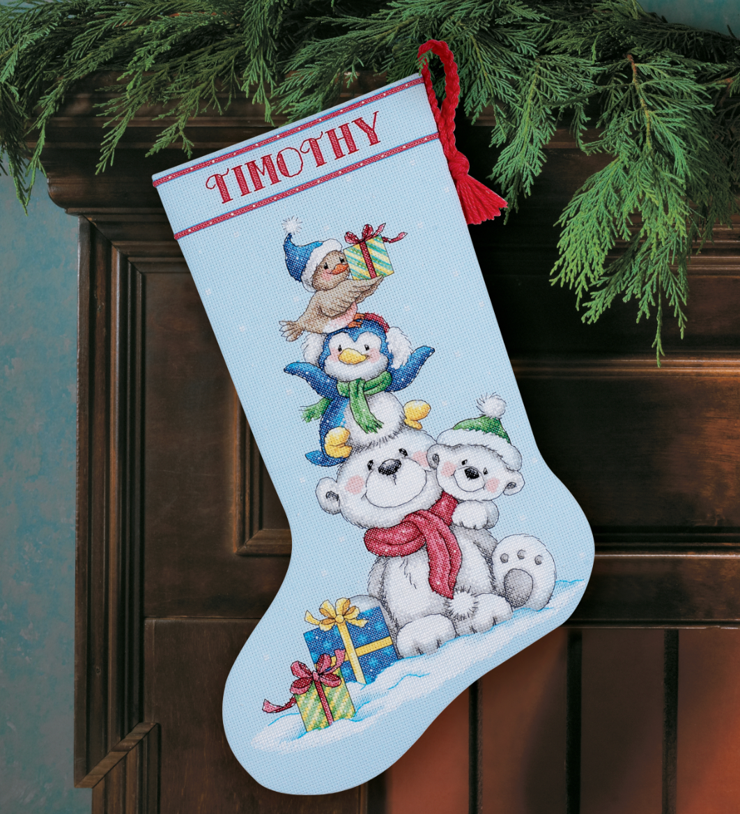 Stack of Critters Cross Stitch Stocking - Dimensions