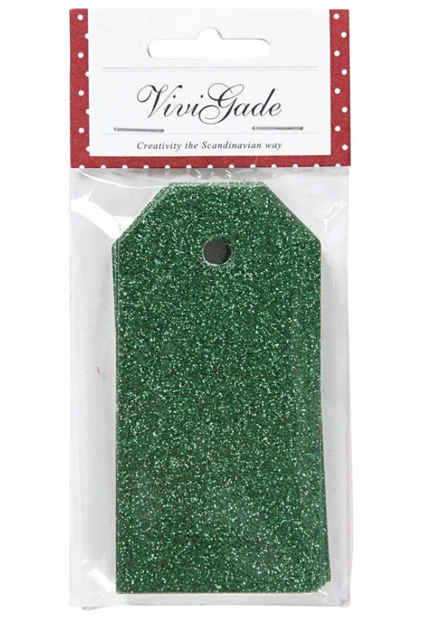 Vivigade Christmas Glitter Tags in Gold, Silver, Red and Green