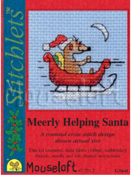 Mouseloft Meerly Helping Santa Christmas Card with Envelope