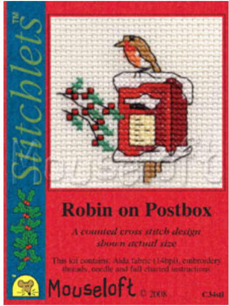 Mouseloft Robin on Postbox Christmas Card with Envelope