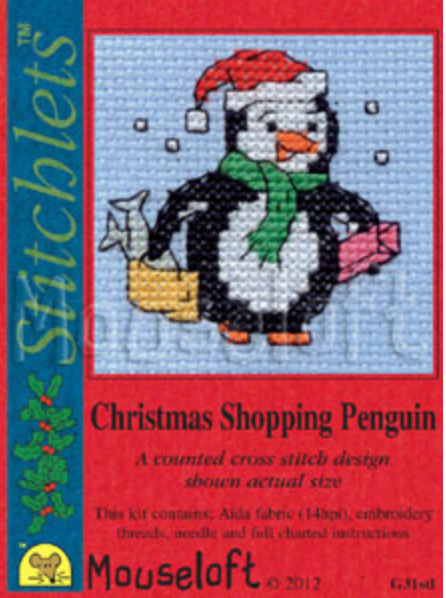 Mouseloft Christmas Shopping Penguin Card with Envelope