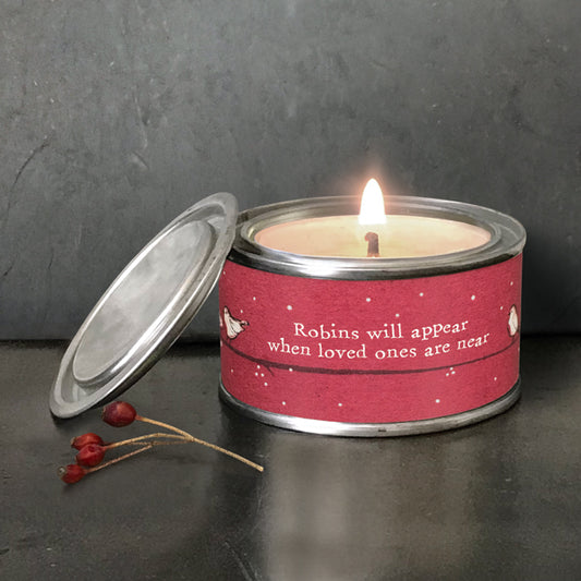 Red Candle Tin - Robins will appear - East of India