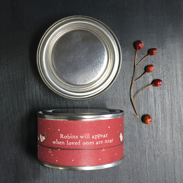 Red Candle Tin - Robins will appear - East of India