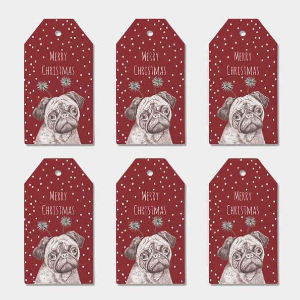 Pug Merry Christmas Tag - East of India