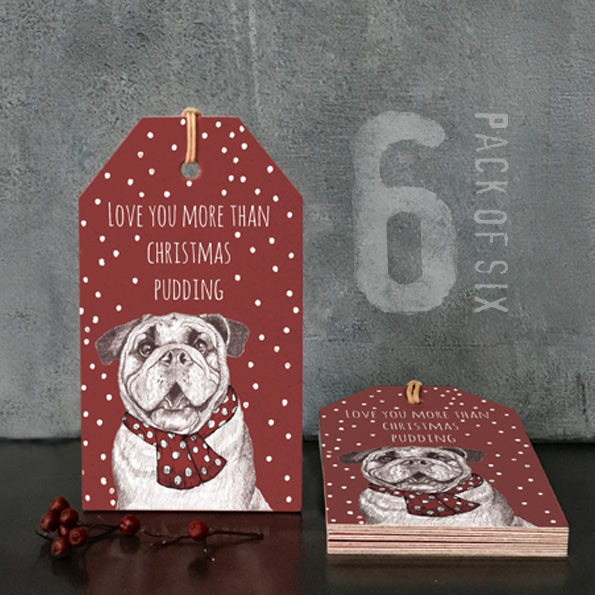 Love You More Than Christmas Pudding Bulldog Tag - East of India