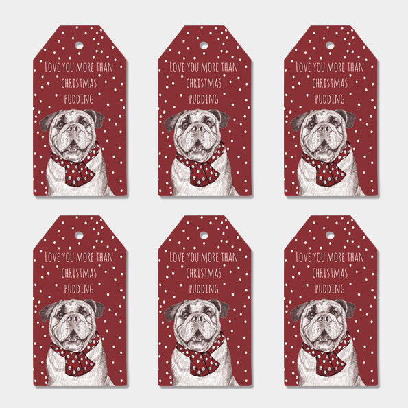 Love You More Than Christmas Pudding Bulldog Tag - East of India