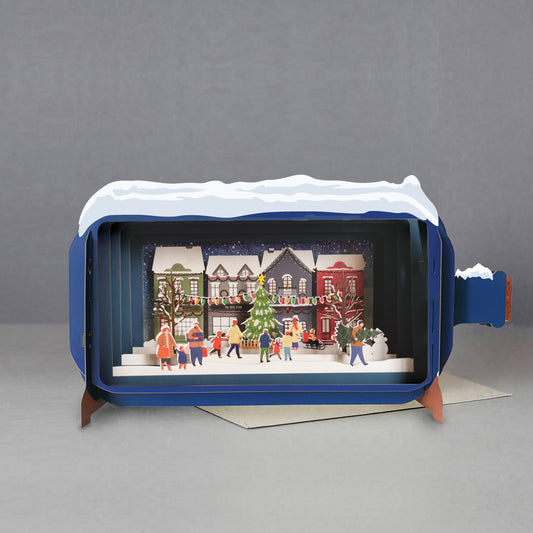 3D Pop Up Christmas Card - Message in a Bottle - Christmas Village