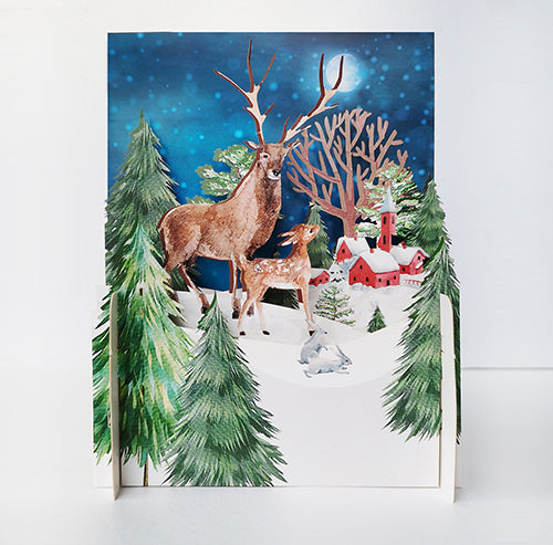 3D Pop Up Christmas Card - Forest Clearing