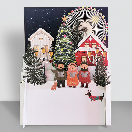 3D Pop Up Christmas Card - Carol Singers