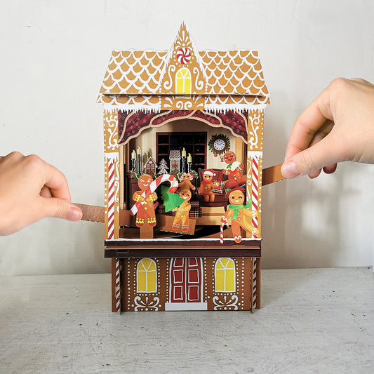 3D Pop Up Theatre Card - Gingerbread Cottage