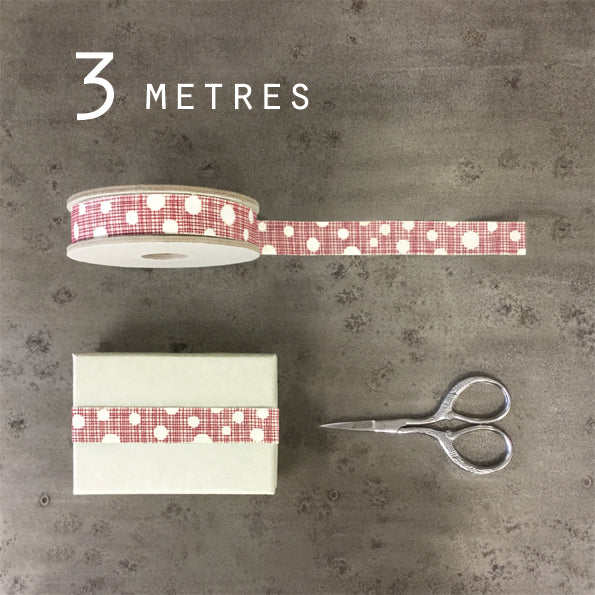 East Of India - Geometric Cream & Red Ribbon 3m