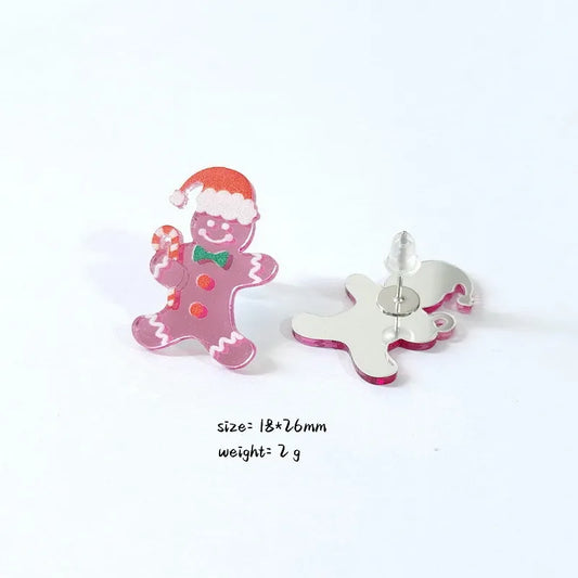 Christmas Gingerbread Stud earrings - Pink