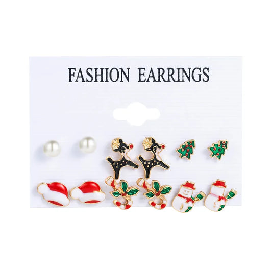 Cute Christmas Alloy stud Earrings Reindeer, Snowman