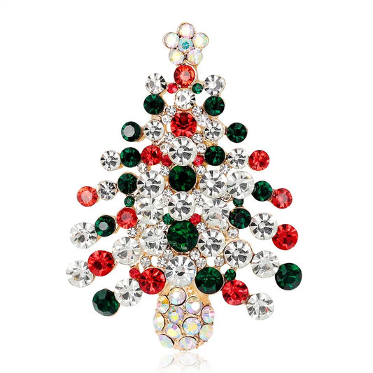 Fashion Christmas Tree Shape Alloy Plating Rhinestones Women's Brooches