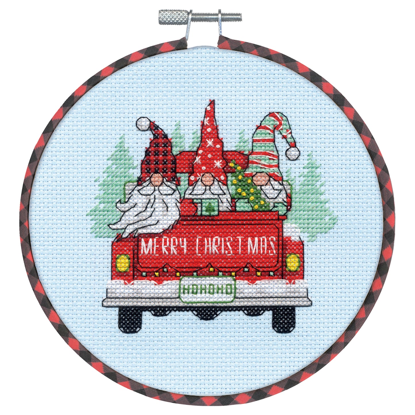 Red Truck Gnomes Cross Stitch Kit