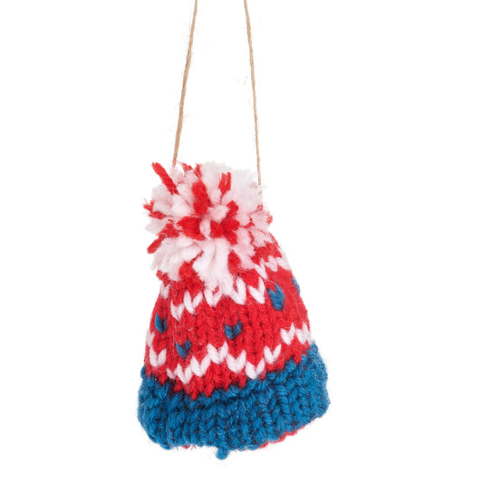 Woolly hat knitted decoration