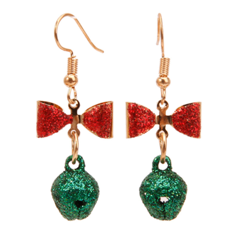 Bells & Bows Red & Green dangle earrings
