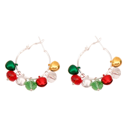 Red & Green cluster hoop earrings