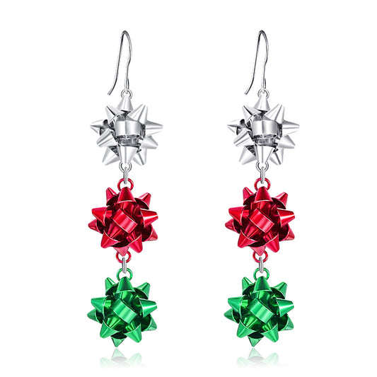 Christmas Ribbon dangle earrings