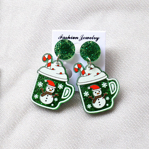 Christmas Snowman Mug dangle earrings