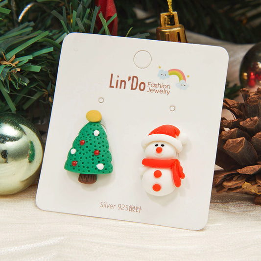 Snowman & Christmas Tree stud earrings