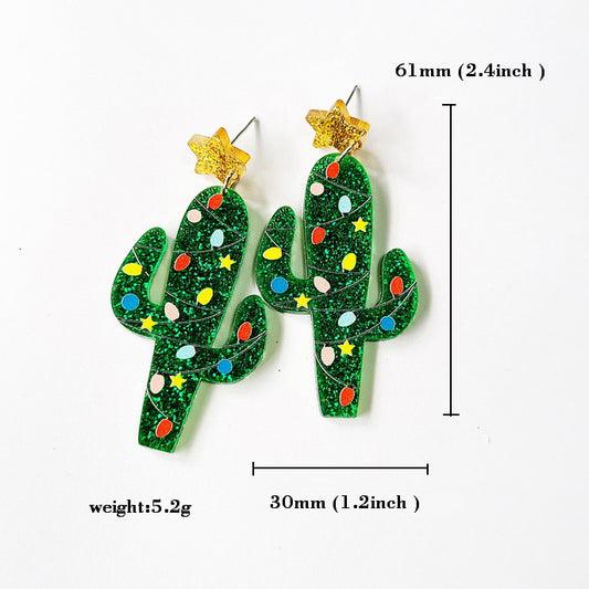 Christmas Cactus dangle earrings